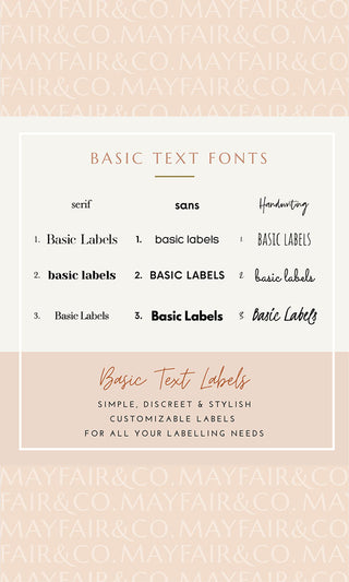 BASIC TEXT Labels - Small (Set of 6)