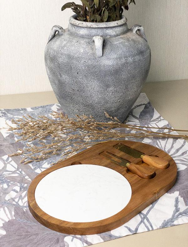 GIFT SET LUCERNE Acacia Wood Oval Cheese Serving Board Set