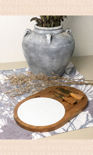GIFT SET LUCERNE Acacia Wood Oval Cheese Serving Board Set