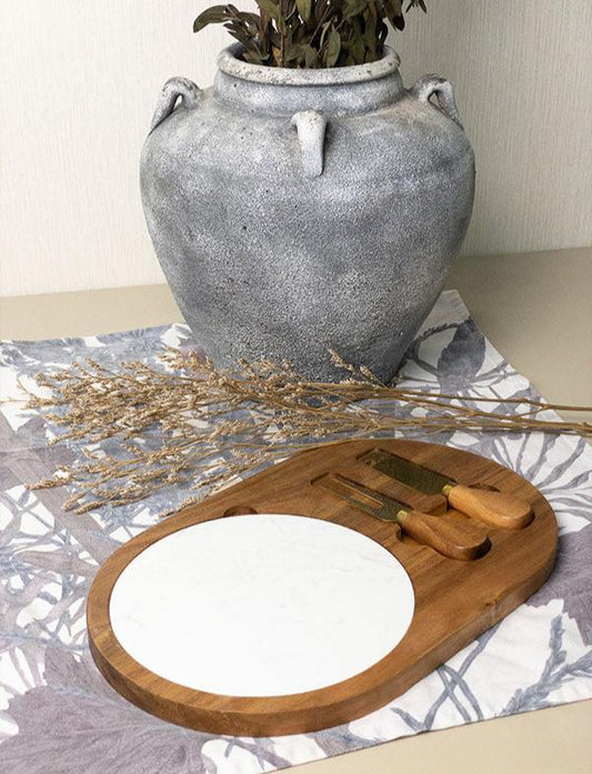 LUCERNE Acacia Wood Oval Cheese Serving Board Set