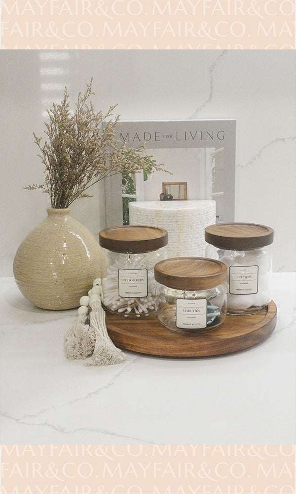 Vanity Set with Siena Acacia Turn Tray