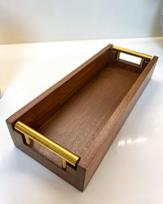 CHAMPAGNE Wooden Caddy with brushed gold handles