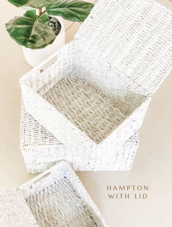 HAMPTON White Sand Seagrass Baskets with Lids