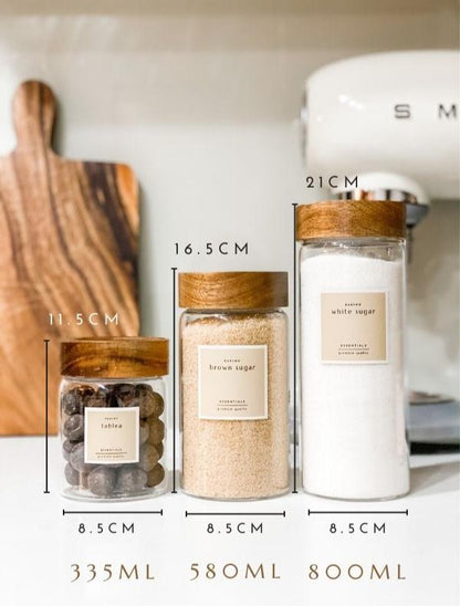 SICILY SLIM Artisan Acacia Screwcap Jars