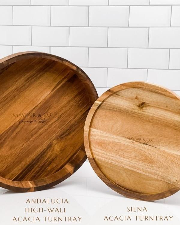 ANDALUCIA High-wall Acacia Serving Turntray