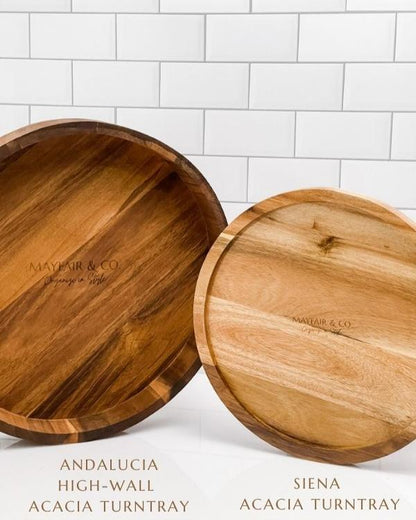 ANDALUCIA High-wall Acacia Serving Turntray