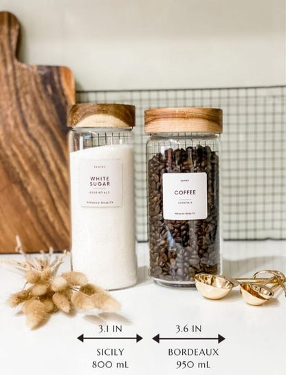 SICILY SLIM Artisan Acacia Screwcap Jars