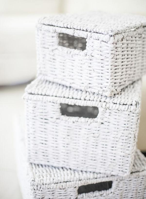 HAMPTON White Sand Seagrass Baskets with Lids