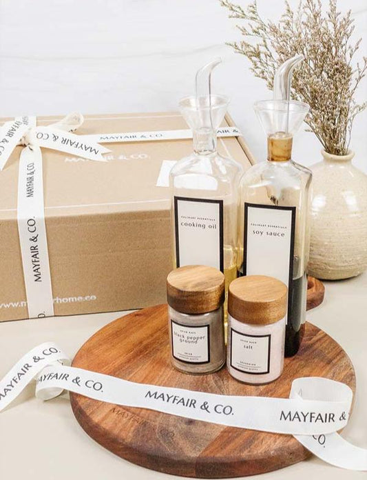 GIFT SET Cooktop Essentials with PUGLIA Artisan Glass Oil & Sauce Cruets