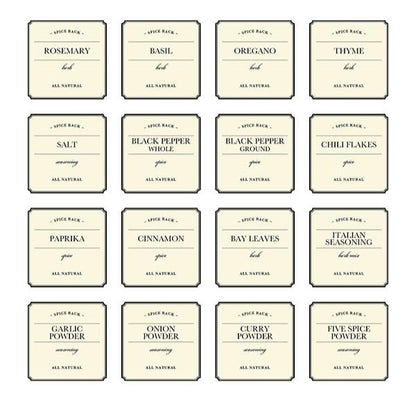 PRE-MADE SET Spice Jar Labels (Set of 16)