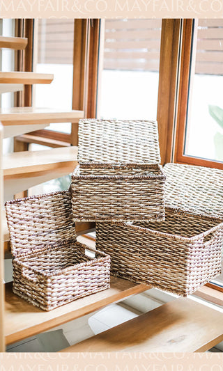 RIZAL Two-tone Seagrass Baskets with Lids