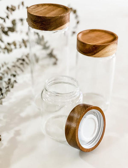 SICILY SLIM Artisan Acacia Screwcap Jars