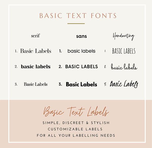 BASIC TEXT Labels - Small (Set of 12)