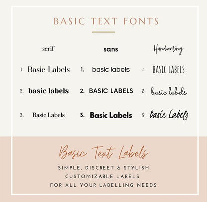 BASIC TEXT Labels - Small (Set of 12)