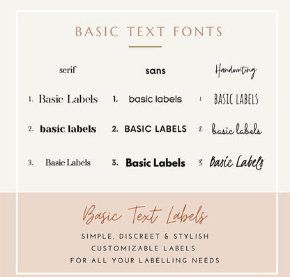 BASIC TEXT Labels - Medium (Set of 6)