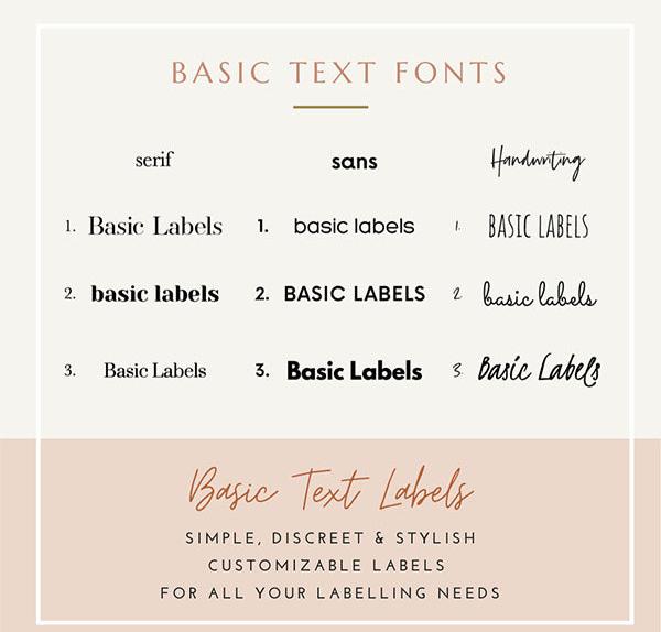 BASIC TEXT Labels - Large (Set of 6)