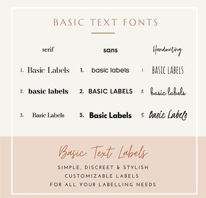 BASIC TEXT Labels - Small (Set of 6)