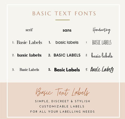 BASIC TEXT Labels - Medium (Set of 12)