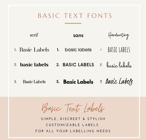BASIC TEXT Labels - Large (Set of 3)