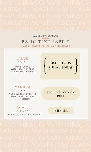 BASIC TEXT Labels - Small (Set of 12)