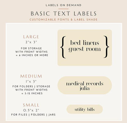 BASIC TEXT Labels - Small (Set of 18)