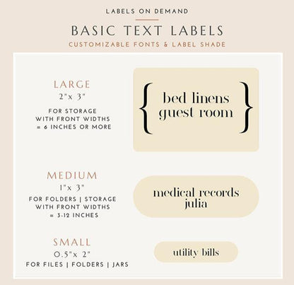 BASIC TEXT Labels - Large (Set of 3)