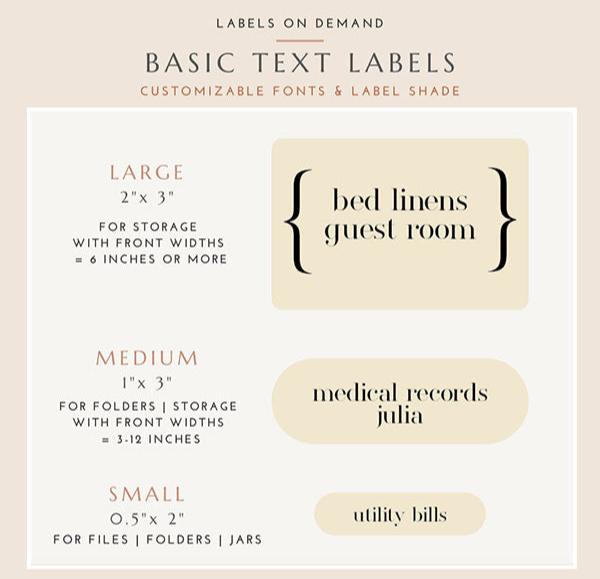 BASIC TEXT Labels - Large (Set of 6)
