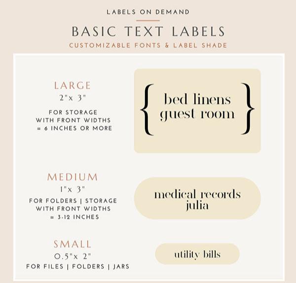 BASIC TEXT Labels - Medium (Set of 12)