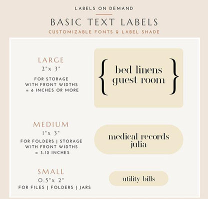 BASIC TEXT Labels - Medium (Set of 12)