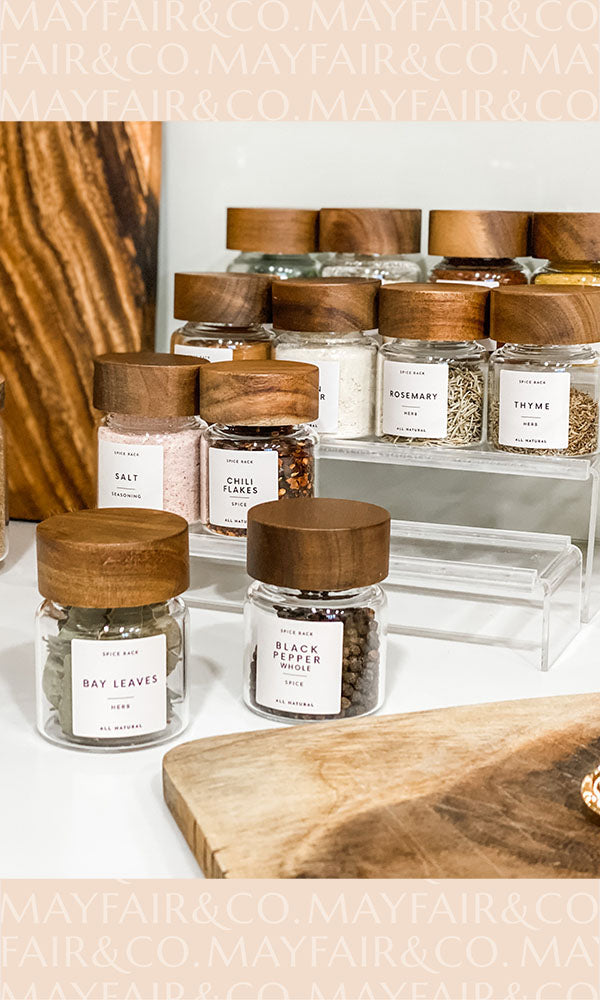 Acacia Riser  Spice jar set, Spice jars, Spice labels
